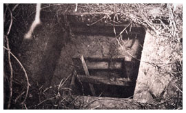 The entrance to the escape tunnel used by German prisoners at Camp Papago Park, Arizona, in 1944.