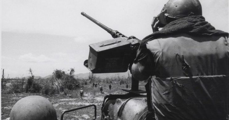 Standing by to Fire: Tankers of the 1st Marine Division man .50 caliber machine guns and 90mm cannons