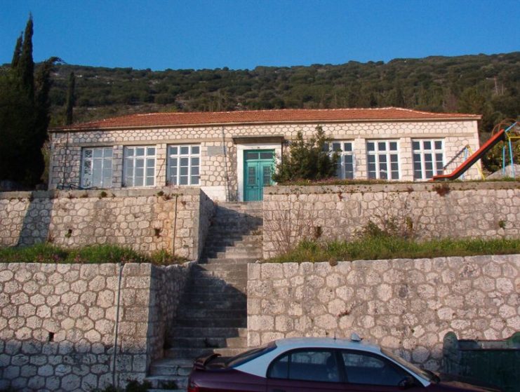 School in which 750 Italians were collected. The Greeks heard them sing because they thought the war was over for them. Instead, the next morning they were marched to the embankment and machinegunned. The school was destroyed by the earthquake and rebuilt but never used