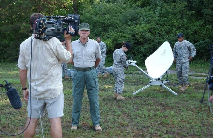 R. Lee Ermey, “Mail Call” host, former Marine and award winning actor visited Third Army’s Digital Video and Imagery Distribution (DVIDS) Hub in Atlanta, June 30. Ermey was in Atlanta filming the 100th episode of the History Channel’s “Mail Call” program which will highlight Third Army’s Digital Video and Imagery Distribution System’s contribution to telling service member’s stories.