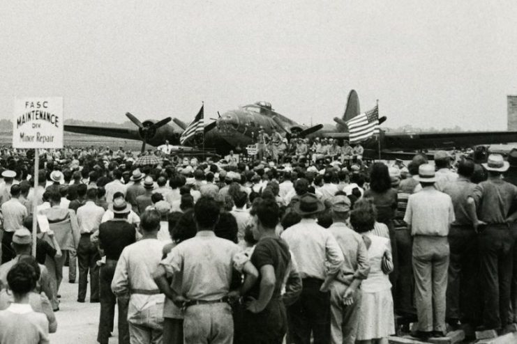 Memphis Belle at Patterson Field (now Wright-Patterson AFB) in July 1943.