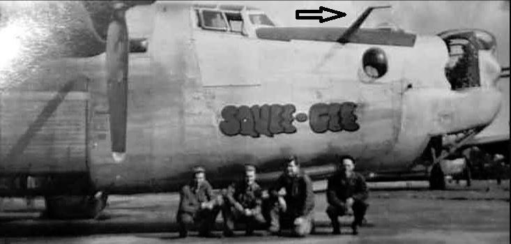 Photo shows the location of the pitot tube in plain sight of the pilots on the crew’s “H” model. 4 of 10 crewman shown include co-pilot and 3 gunners