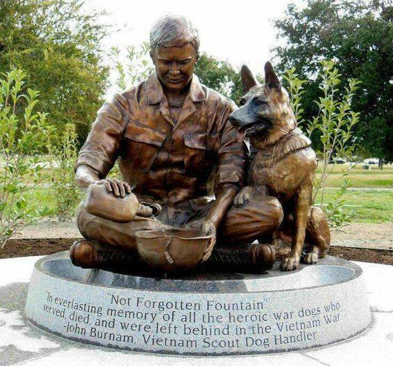 Memorial Honoring the War Dogs who served in the Vietnam War. Many lost their lives. Many had to be left behind.