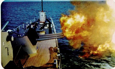 USS Oklahoma firing. Credit: James E. Jacobson.