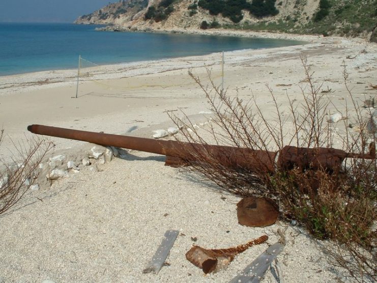 German cannon abandoned on the beach