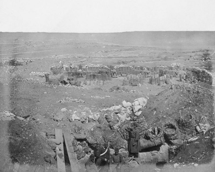 Soldiers near trench, the Great Redan, Sevastopol.