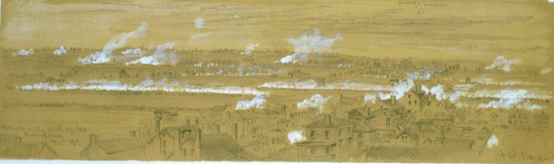 U.S. Civil War -Fredericksburg attack on Rebel works by Alfred Waud 1862