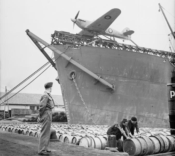 Hurricane catapult launch on a CAM ship.