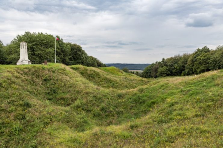 WW1 mine-cratered landscape near Verdun, France