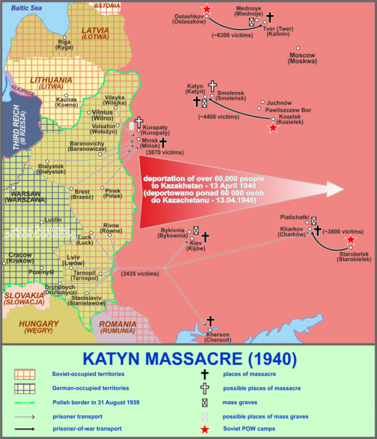 Map of the sites related to the Katyn massacre. Lonio17 – Instytut Pamięci Narodowej (Polska) CC BY-SA 4.0