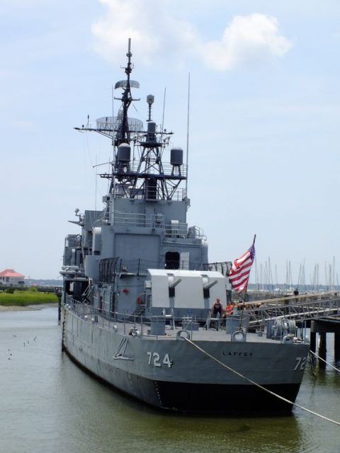 USS Laffey with Flag Flying.