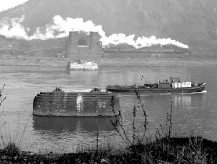 The piers supporting the Ludendorff Bridge were a navigation hazard and were removed in 1976