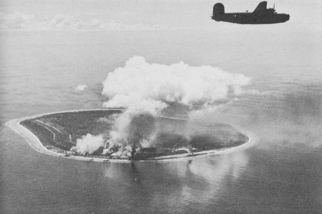 B-24s of the US Seventh Air Force bomb Nauru in April 1943.