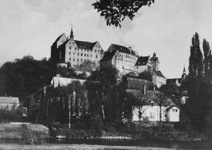 Colditz Castle in April 1945. Bader was a prisoner here for nearly three years