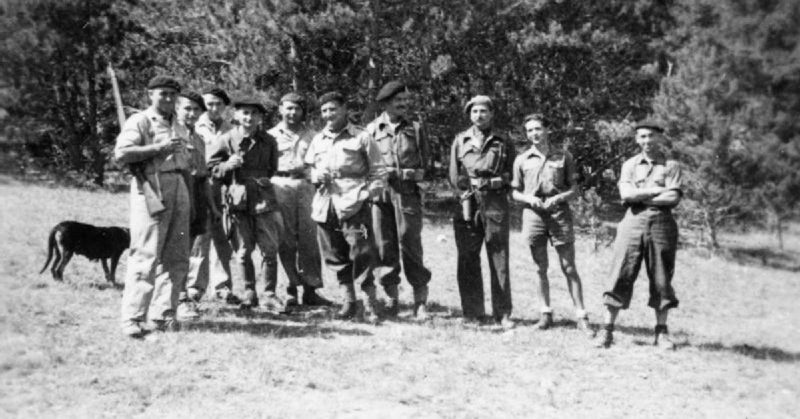 Resistance fighters with SOE officers in France.