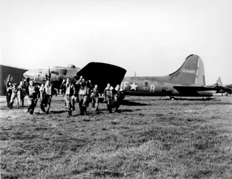The crew after the landed after the 25th mission.