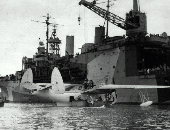 USS Albemarle with PBM Guantanamo Bay, Cuba 1945