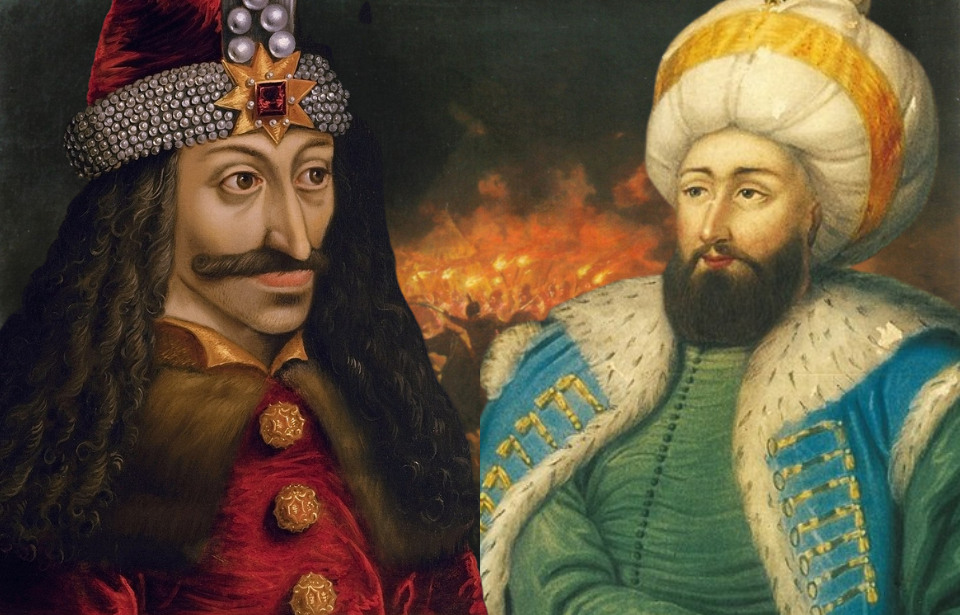 Painting of the Night Attack at Târgoviște + Portrait of Vlad the Impaler + Portrait of Mehmed II