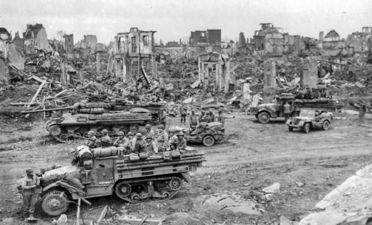 8th Infantry Division halted inside the ruins of Duren during Operation Grenade 23 February 1945