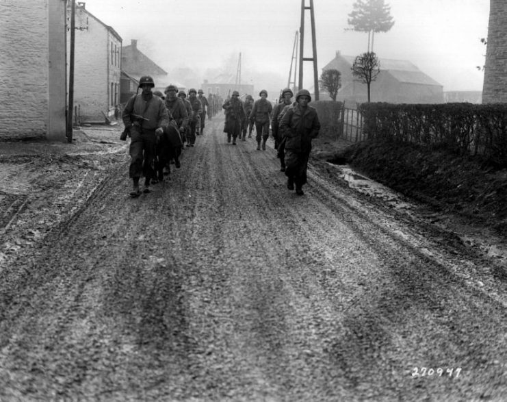 28th Division on road in Bastogne.