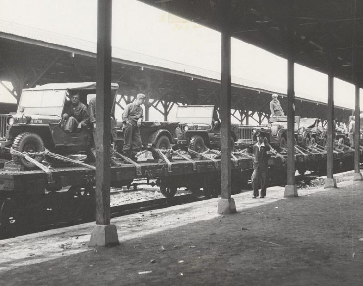 Task Force Smith of the 24th Infantry Division arriving at the railway station in Taejon, Korea.