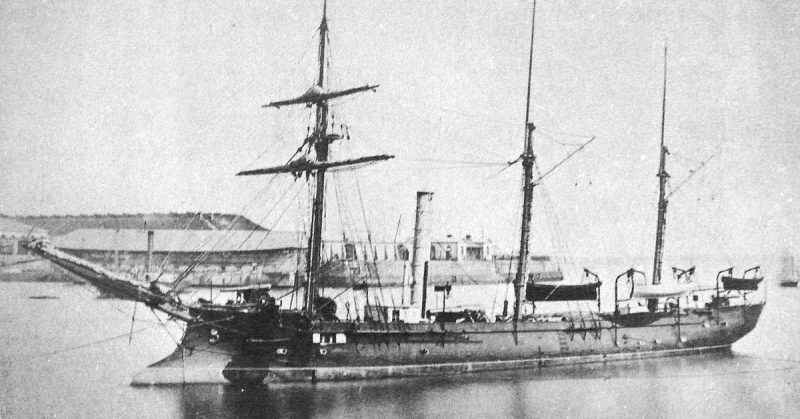 The gunboat Lutin that was stationed in central Bangkok in March 1893