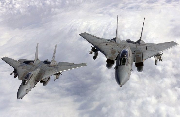 A pair of F-14A Tomcats of VF-211.