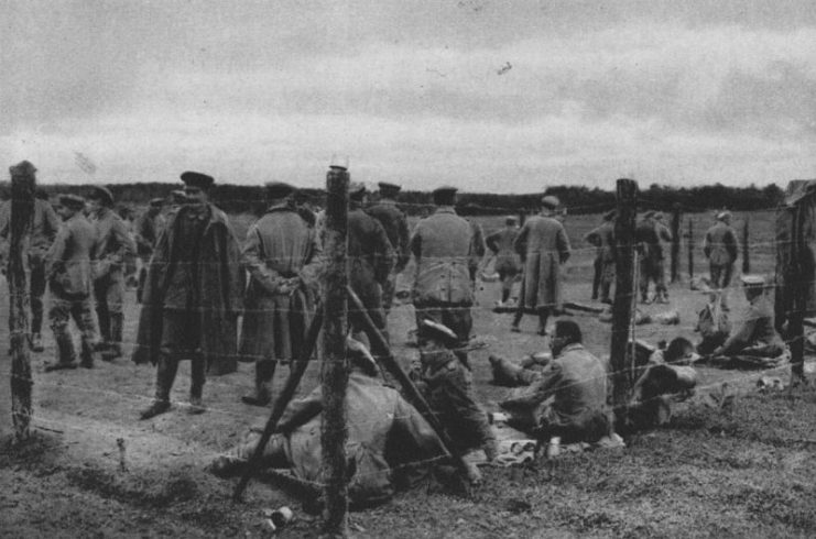 Captured German officers in the Joffre camp.