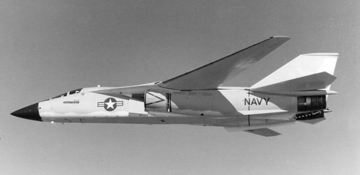 A U.S. Navy General Dynamics/Grumman F-111B fighter in flight.