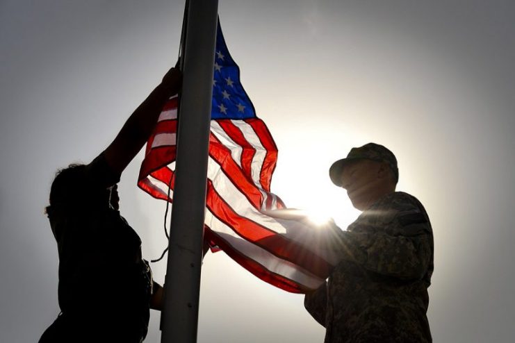 Raising the American Flag at Kabul International Airport in Afghanistan.