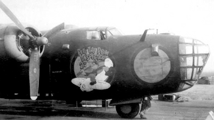 After the demise of Pete The Pom Inspector at Rackheath, the group acquired Shoo Shoo Baby, another clapped out Liberator, a B-24H (USAAC Serial No. 41-29393), and renamed her Pete the Pom Inspector 2nd