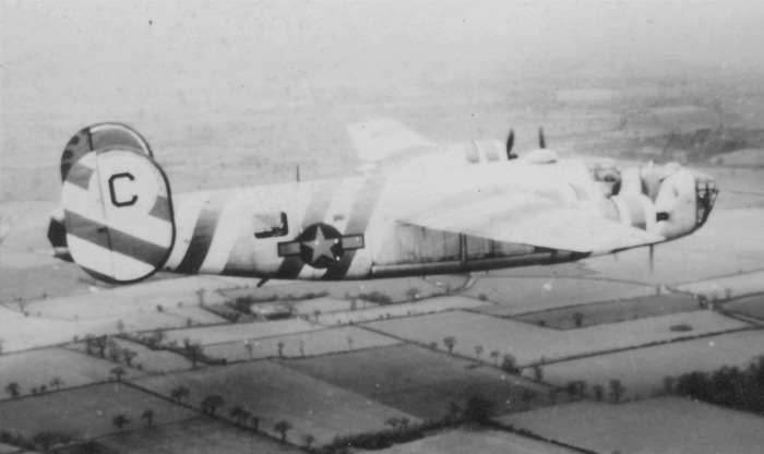 Green Dragon in flight over England, leading the 389th Bombardment Group