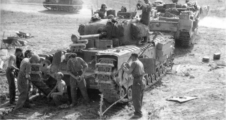 Churchill tank maintenance ,Normandy August 1944