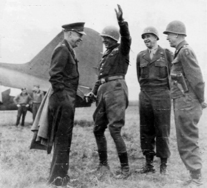 Dwight Eisenhower, George Patton, Omar Bradley, and Courtney Hodges, 25 March 1945.