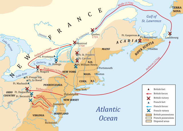 Map of the French and Indian War. Image: Hoodinski / CC-BY-SA 3.0