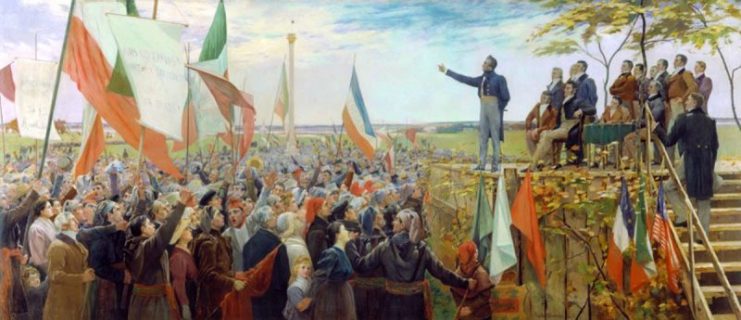 Painting of the Assembly of the Six Counties held in Saint-Charles, Lower Canada on October 23 and October 24, 1837.