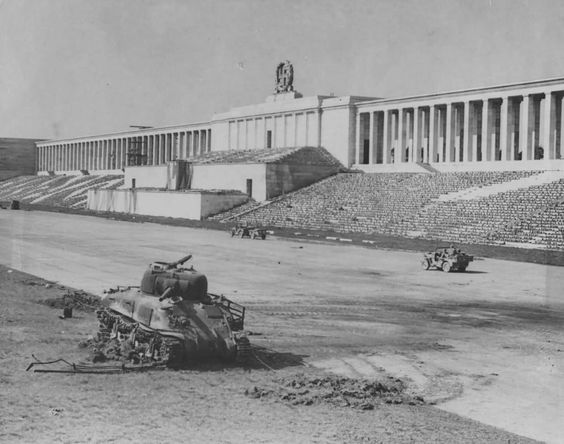 M4A1 Sherman wreck at Nuremberg, 1945