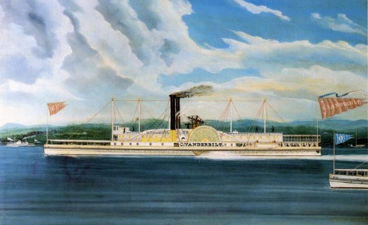 C. Vanderbilt Steamer on the Hudson River.