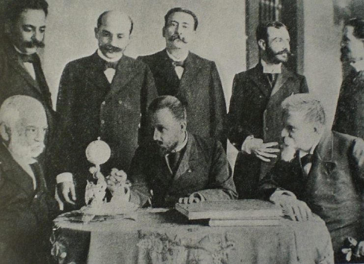 Cipriano Castro and his war cabinet in 1902.