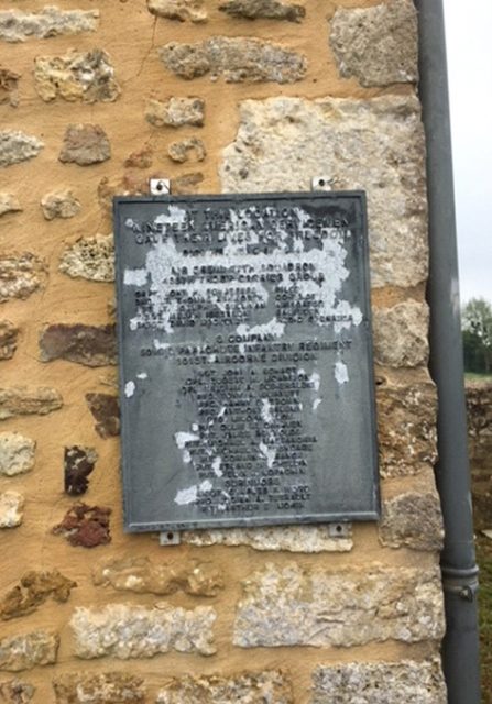 Clainville plaque after 17 years of Normandy weather.