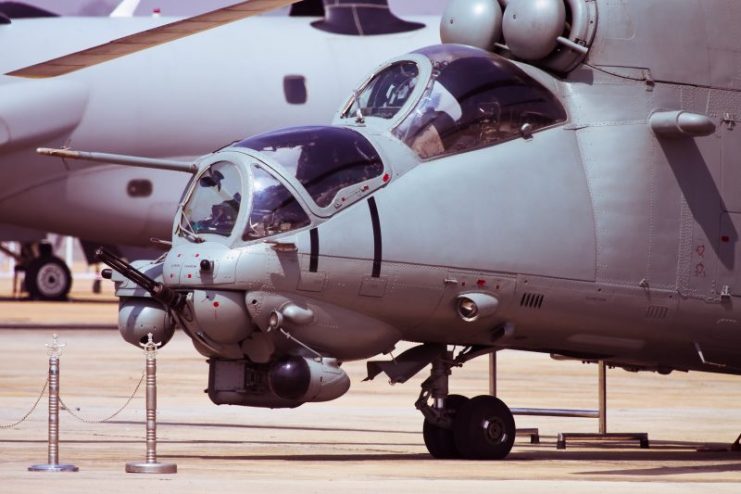 Closeup of Indian Air Force Mi-25 on Display.