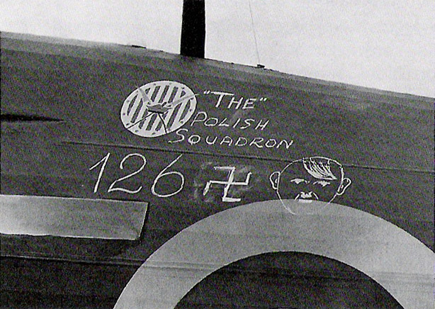 126 German aircraft or “Adolfs” were claimed as shot down by No. 303 Squadron pilots during the Battle of Britain. This is the score of “Adolfs” chalked onto a Hurricane.
