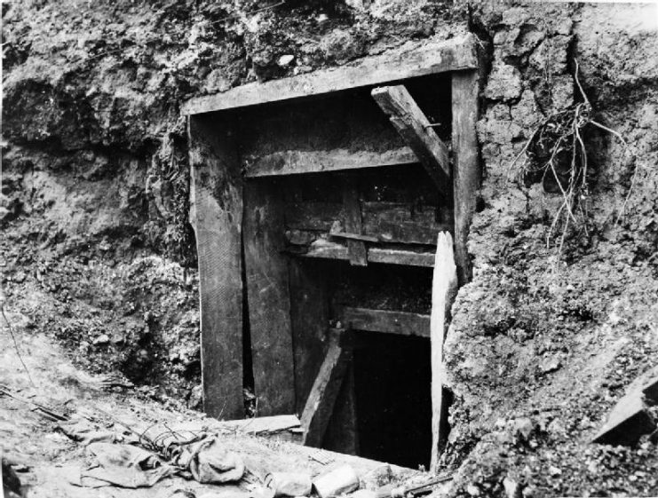 Entrance to a German Officer’s dugout during the Battle of the Somme.