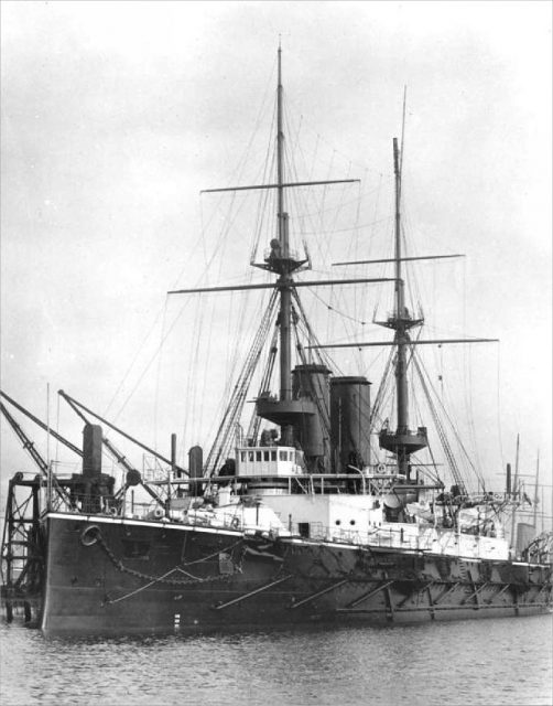 HMS Formidable, a battleship of the British Royal Navy, sunk during the First World War by a German U-Boat.