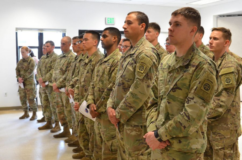 Soldiers from the 82nd Airborne Division attended the unveiling of a pair of World War II boots at Fort Bragg, N.C. JOHN LYTLE/U.S. ARMY