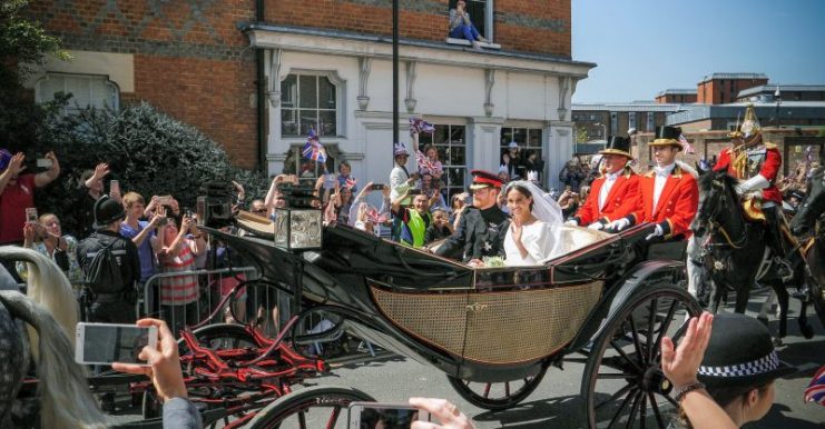 Prince Harry and Meghan Markle on their wedding day.