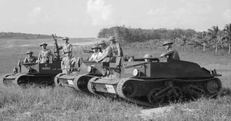Loyal Regiment in Bren gun carriers - Malaya October 1941