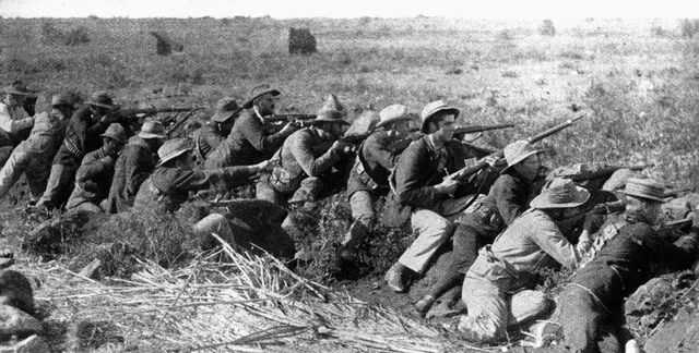 Boers in a trench at Mafeking, 1899