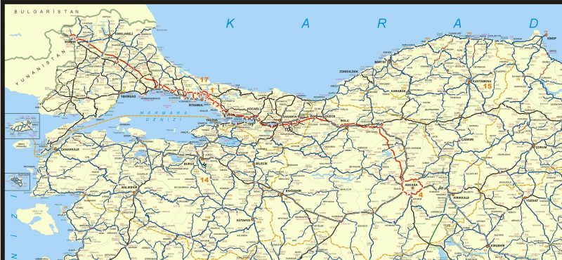 Map of west Black Sea showing Istanbul and Ereğli.