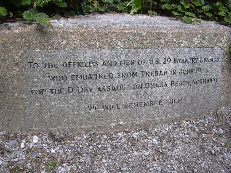 Memorial to the 29th Infantry Division in Trebah, England